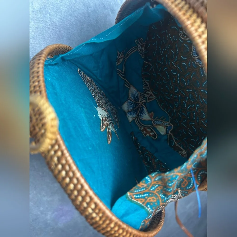 Handwoven round rattan Crossbody Beach Summer Woman bag‎